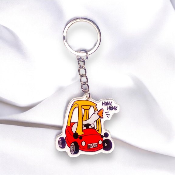 Silly Goose in Car Keychain Funny Keychains, Meme Keychains