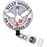 Silly Goose on The Loose Badge Reel - Funny Goose Nurse ID Holder for Work