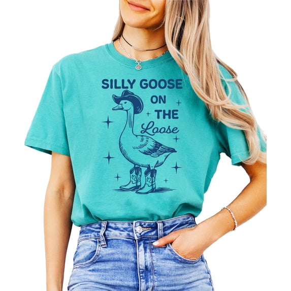 Silly Goose on the Loose Shirt for Women Funny Adult Oversized Tee Seafoam Shirt Adult Large