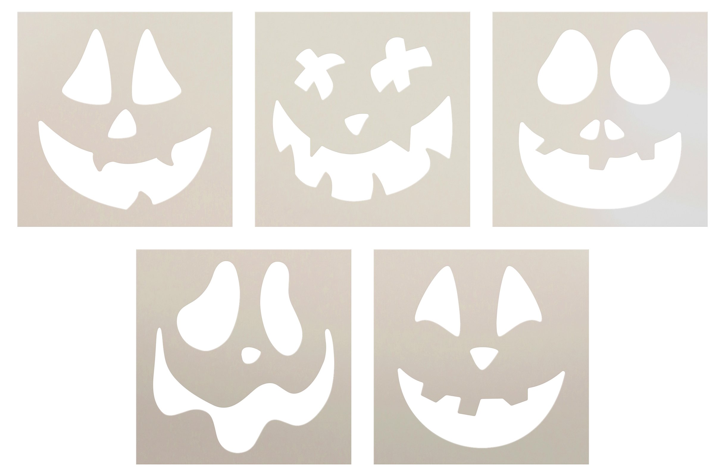 Silly Jack o Lantern Face 5-Piece Stencil Set by StudioR12 - USA Made ...
