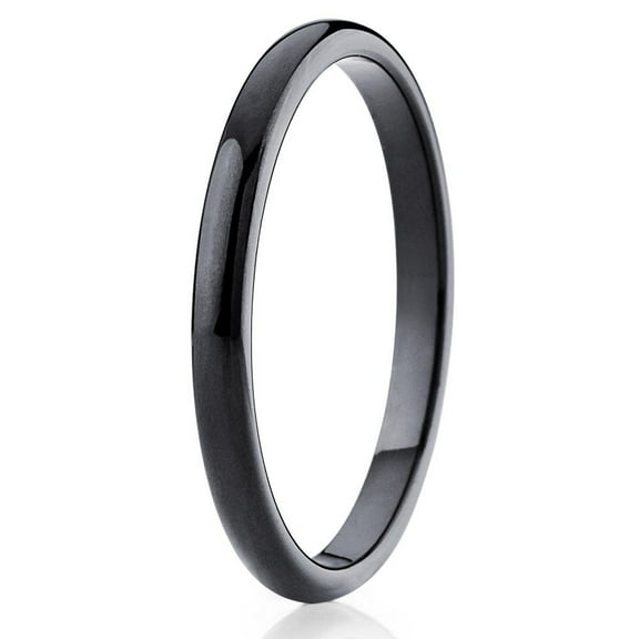 Silly Kings 2mm Black Tungsten Carbide Wedding Band Ladies Ring Dome Shape Classic