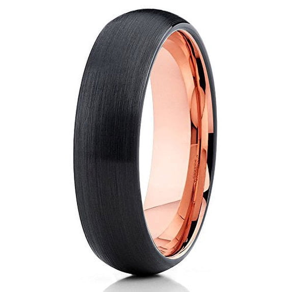 Silly Kings 5mm Rose Gold Tungsten Ring,Black Tungsten Ring,Rose Gold Tungsten Wedding Ring,Anniversary Ring