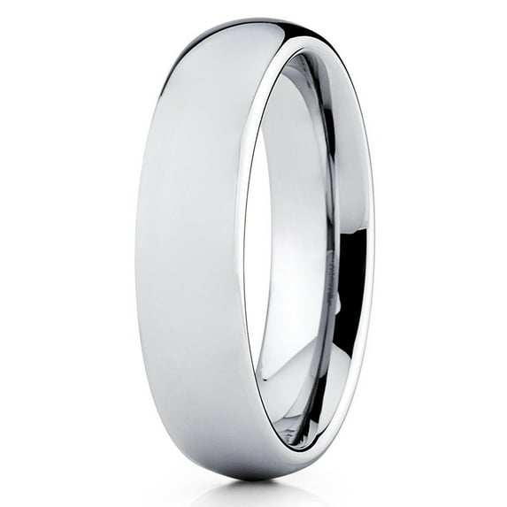 5mm Polished Silver Tungsten Carbide Wedding Band Gray Tungsten Ring Classice Dome Comfort Fit