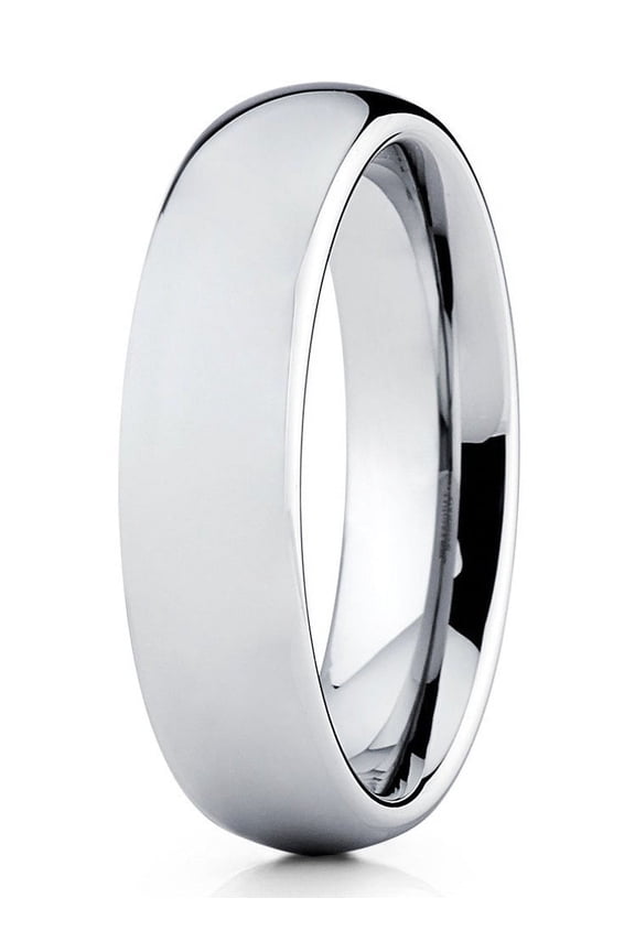 5mm Silver Tungsten Carbide Wedding Band Dome Shape Ring Men & Women Comfort Fit