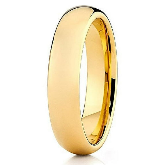 Silly Kings 5mm Yellow Gold Tungsten Carbide Wedding Ring Comfort Fit Band Men & Women 10.5
