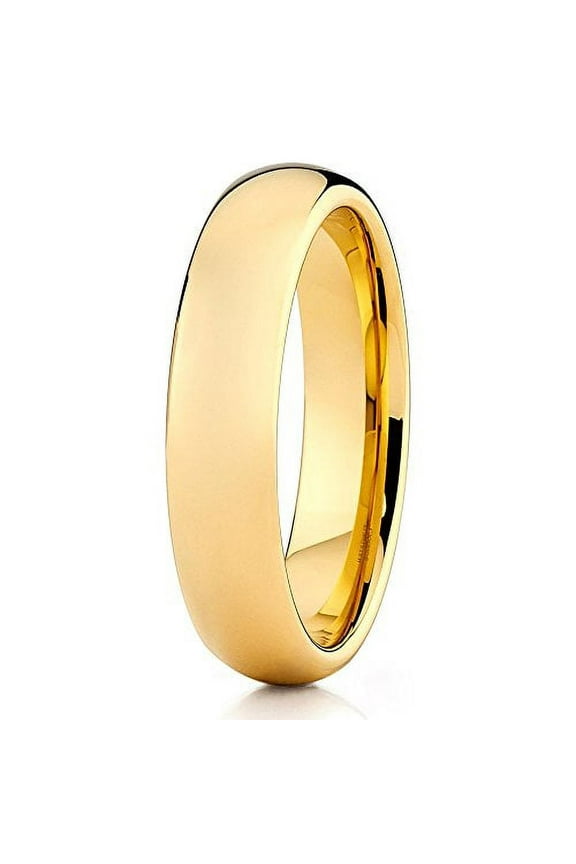 5mm Yellow Gold Tungsten Carbide Wedding Ring Comfort Fit Band Men & Women 5.5