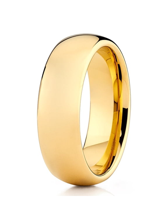 5mm Yellow Gold Tungsten Carbide Wedding Ring Comfort Fit Band Men & Women