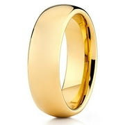 Silly Kings 5mm Yellow Gold Tungsten Carbide Wedding Ring Comfort Fit Band Men and Women