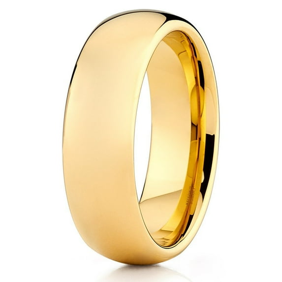 Silly Kings 5mm Yellow Gold Tungsten Carbide Wedding Ring Comfort Fit Band Men and Women