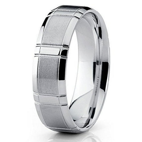 Silly Kings 6mm Titanium Wedding Ring Grooved Titanium Brushed Finish Groove Mens Womens Unisex Band