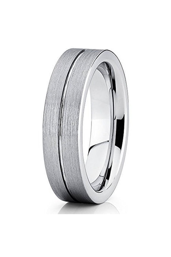 6mm Tungsten Carbide Wedding Band Brushed Gray Ring Comfort Fit Men Women