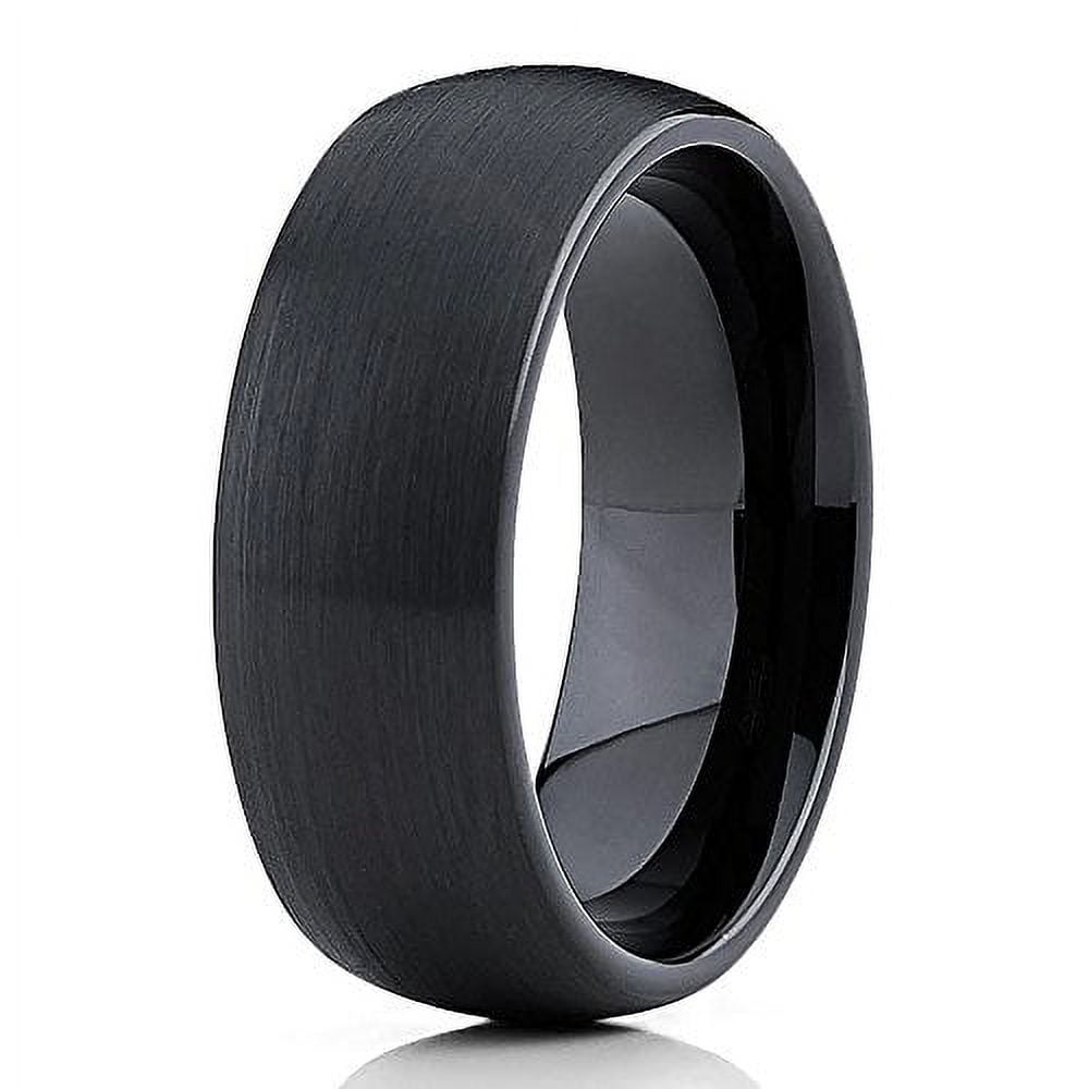 Silly Kings 8mm Black Tungsten Carbide Wedding Band Brushed Dome Ring Comfort Fit Men \u0026 Women ...