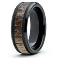 thumbnail image 1 of Silly Kings 8mm Black Tungsten Carbide Wedding Band Deer Antler Ring Design Comfort Fit (6), 1 of 3