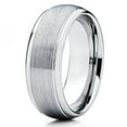thumbnail image 1 of Silly Kings 8mm Brushed Silver Tungsten Wedding Band Dome Wedding Ring Brush Finish Comfort Fit 9.5, 1 of 4