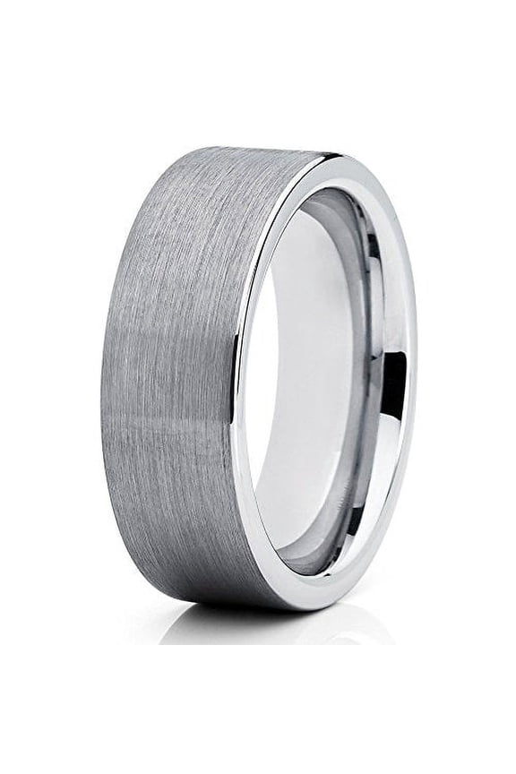 8mm Gray Tungsten Carbide Wedding Band Brushed Finish Design Ring Comfort Fit 12