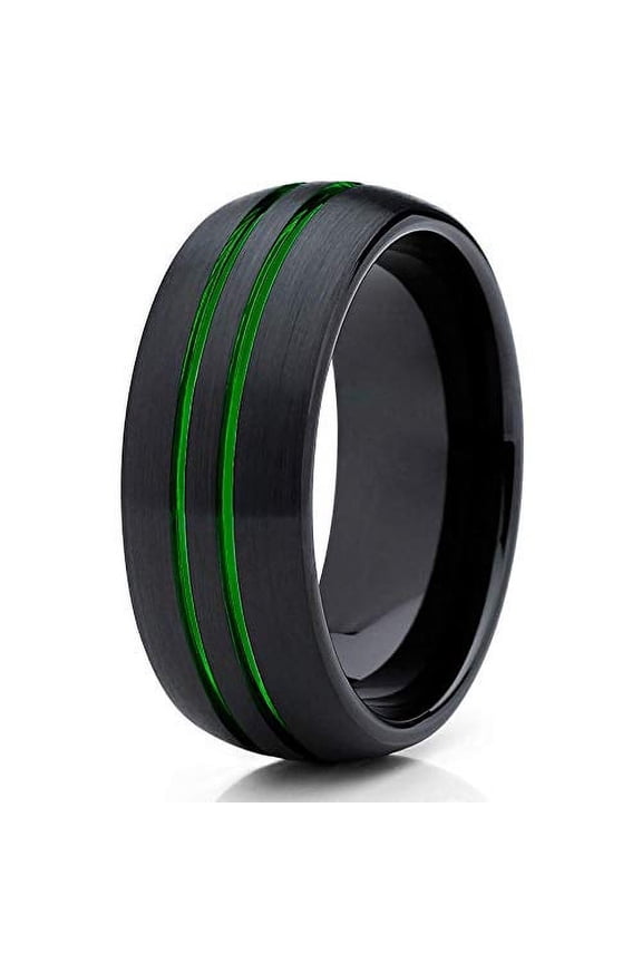 8mm - Green Tungsten Wedding Band - Green Ring - Green Tungsten Ring (Tungsten, 12.5)