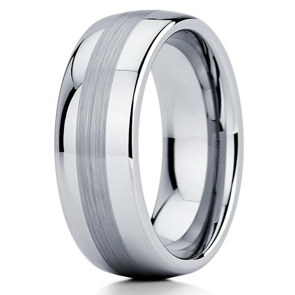 Silly Kings 8mm Silver Tungsten Carbide Wedding Band Dome Shape Ring Men & Women Comfort Fit