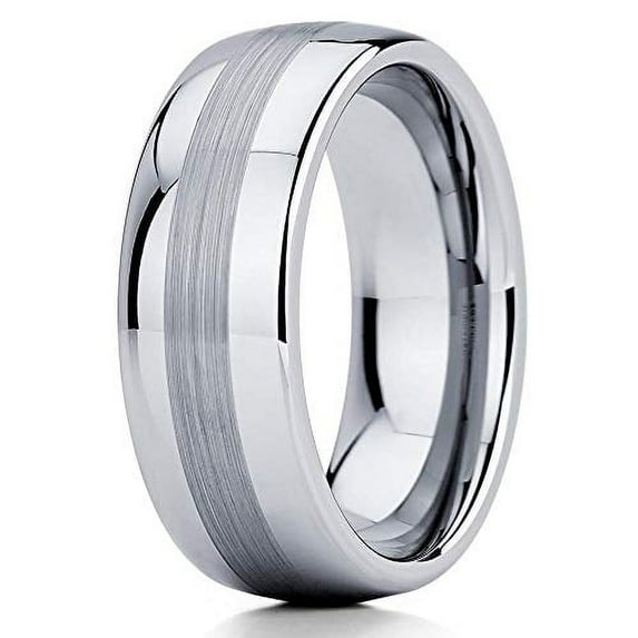 Silly Kings 8mm Silver Tungsten Carbide Wedding Band Dome Shape Ring Men and Women Comfort Fit (5)
