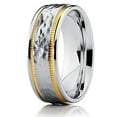 thumbnail image 1 of Silly Kings 8mm Titanium Wedding Band Hammered Design Anniversary Ring Mens Womens Comfort Fit Ring, 1 of 3