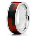 thumbnail image 1 of Silly Kings 8mm Titanium Wedding Ring Checkered Wood Design Modern Comfort Fit Unisex Mens Womens Band, 1 of 3