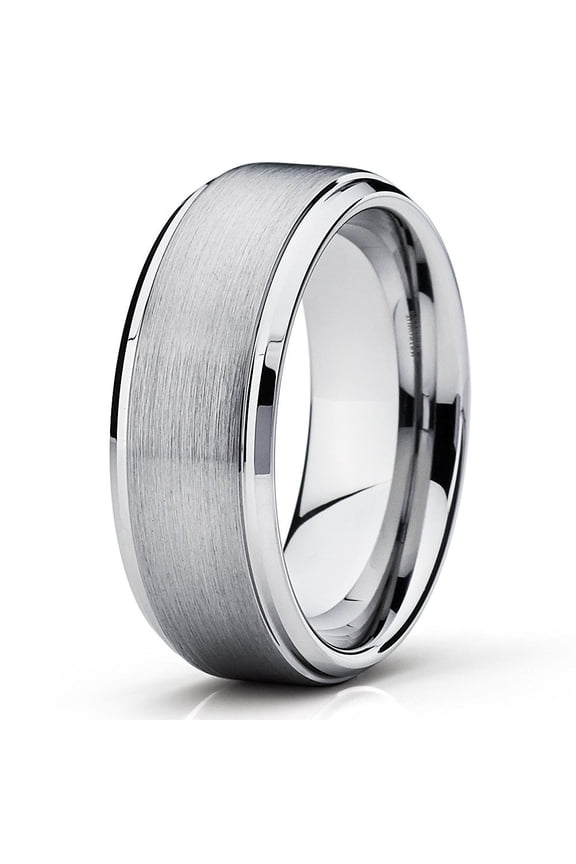 8mm Tungsten Carbide Wedding Band Brushed Ring Men and Women Comfort Fit