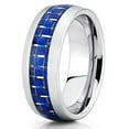 thumbnail image 1 of Silly Kings 8mm Tungsten Carbide Wedding Band Carbon Fiber Blue Ring Men & Women Comfort Fit, 1 of 3