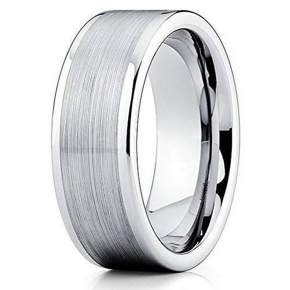 Silly Kings Jewelry Tungsten Wedding Band 8mm Tungsten Ring Men and Women Flat Brushed Tungsten Ring Comfort Fit (6)