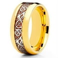 thumbnail image 1 of Silly Kings 8mm Yellow Gold Titanium Wedding Ring Dragon Design Unisex Comfort Fit Band, 1 of 3