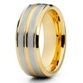 thumbnail image 1 of Silly Kings 8mm Yellow Gold Tungsten Carbide Wedding Band Comfort Fit Mens Ring Classic Design, 1 of 3