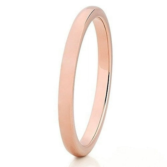 Silly Kings Jewelry 2mm Rose Gold Tungsten Carbide Ring Womens Tungsten Wedding Band Ladies Comfort Fit (10)