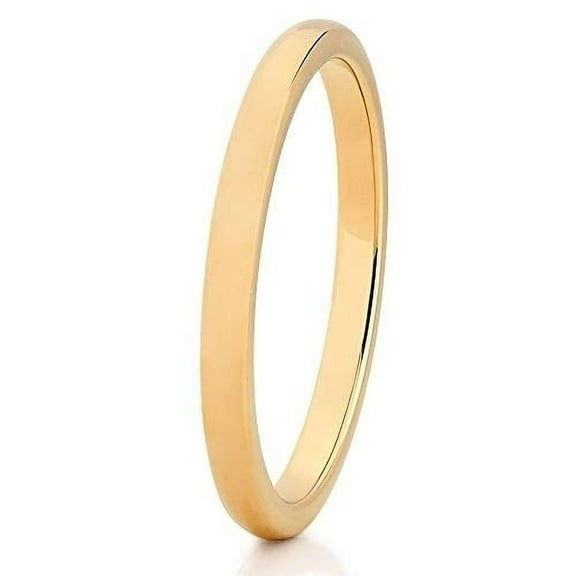Silly Kings Jewelry 2mm Yellow Gold Tungsten Carbide Ring Womens Tungsten Wedding Band Ladies Comfort Fit (10)