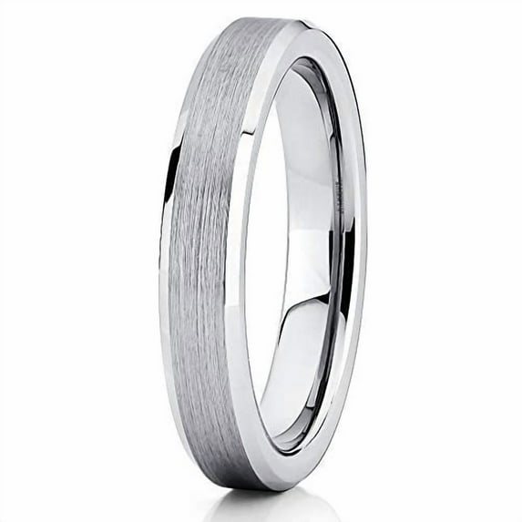 Silly Kings Jewelry 4mm Tungsten Wedding Band Gray Tungsten Carbide Ring Brushed Pipe Cut Unisex Comfort Fit (10)