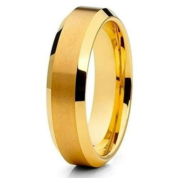 Silly Kings Jewelry 6mm - Yellow Gold Tungsten Ring - Yellow Gold Tungsten Ring - Wedding Band (6.5)