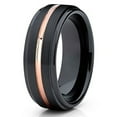 thumbnail image 1 of Silly Kings Jewelry 7mm Black Brushed Tungsten Carbide Wedding Band Rose Gold Center Groove Mens Womens Ring 10 (10), 1 of 3