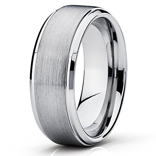 Silly Kings Jewelry 7mm,Silver Tungsten Ring,Tungsten Wedding Band,Tungsten Carbide Ring,Brushed Ring (15) (10)