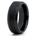 thumbnail image 1 of Silly Kings Jewelry 8mm Black Tungsten Carbide Ring Brushed Center Beveled Edge Band (6) (6), 1 of 6