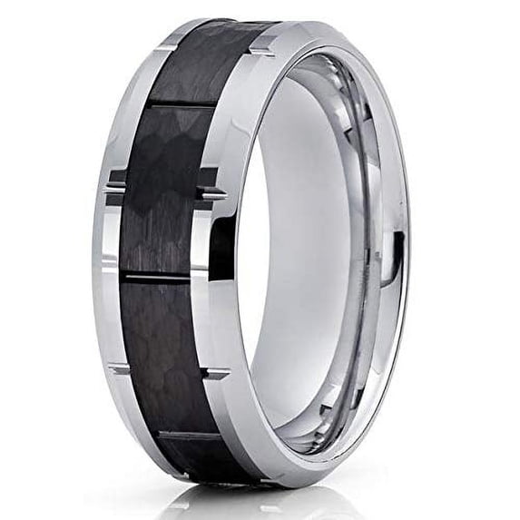 Silly Kings Jewelry 8mm- Black Tungsten Wedding Band - Tungsten Carbide Ring - Mens Tungsten Ring - (13.5)
