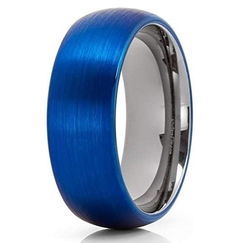Silly Kings Jewelry 8mm Gunmetal Tungsten Wedding Band - Blue Wedding Band - Tungsten Wedding Ring (9)