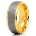 thumbnail image 1 of Silly Kings Jewelry 8mm- Yellow Gold Tungsten Ring - Sandblast Design - Gray Tungsten Ring - (9), 1 of 4