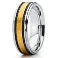 thumbnail image 1 of Silly Kings Jewelry 8mm Yellow Gold Tungsten Ring Wedding Band Hammered Milgrain Comfort Fit (6), 1 of 4