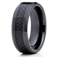 thumbnail image 1 of Silly Kings Jewelry Black Ceramic Wedding Band 8mm Ceramic Ring Beveled Edges Black Carbon Fiber Inlay Comfort Fit (6), 1 of 6