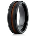 thumbnail image 1 of Silly Kings Jewelry Black Tungsten Wedding Band - Brown Ring - Tungsten Wedding Ring Grooved, 1 of 6