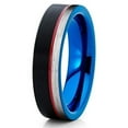 thumbnail image 1 of Silly Kings Jewelry Red Tungsten Ring - Black Wedding Band - Tungsten Wedding Band - Blue (7), 1 of 3