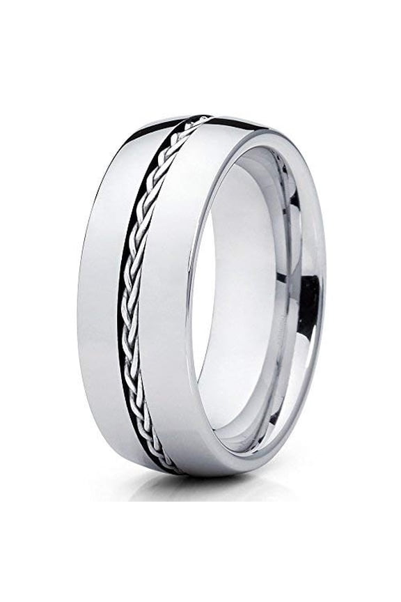 Jewelry Tungsten Wedding Band 8mm Braid Tungsten Ring Tungsten Carbide Ring Men's Tungsten Band (6)