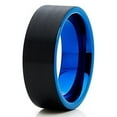 thumbnail image 1 of Silly Kings Jewelry Tungsten Wedding Band Blue Tungsten Ring Tungsten Carbide Ring 8mm Brushed Black Ring Men and Women, 1 of 3