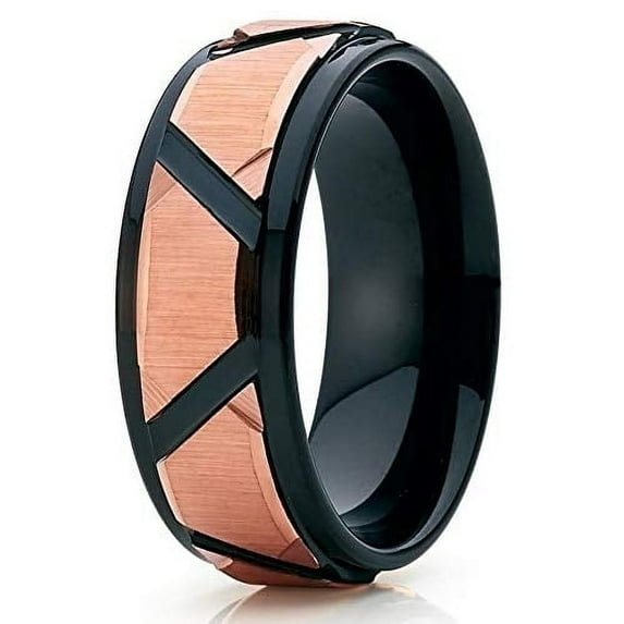 Silly Kings Jewelry Tungsten Wedding Band Rose Gold Ring Men and Women Tungsten Carbide Brushed Tungsten 8mm Comfort Fit