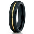 thumbnail image 1 of Silly Kings Jewelry Tungsten Wedding Band Yellow Gold Tungsten Ring Black Brushed Tungsten Ring Grooved 6mm Comfort Fit, 1 of 4