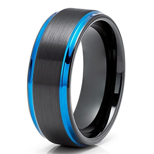 Silly Kings Rose Gold Tungsten Ring,Rose Gold Tungsten Wedding Band,Black Tungsten Ring,Hammered Ring, 12.5