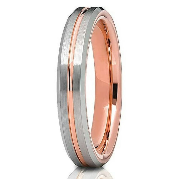 Silly Kings Rose Gold Tungsten Ring,Rose Gold Tungsten Wedding Band,Black Tungsten Ring,Hammered Ring, 6.5