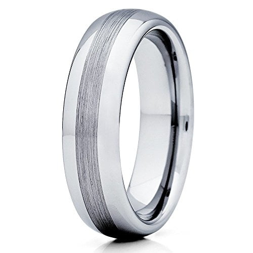 6mm Tungsten Wedding Band Brushed Silver Tungsten Ring Tungsten Carbide Ring Dome Men and Women Comfort Fit (6)